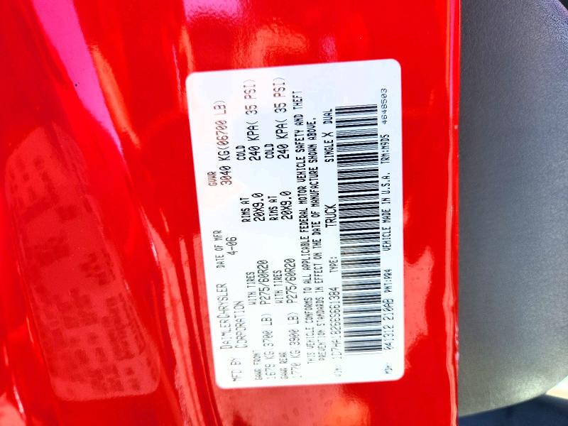 Auction sale of the 2006 Dodge Ram 1500, vin: 1D7HA18266S661384, lot number: 62888816