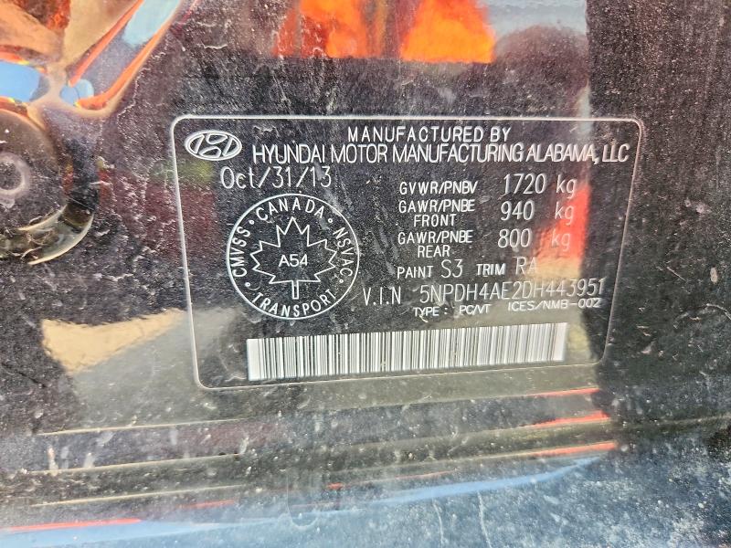 Продаж на аукціоні авто 2013 Hyundai Elantra, vin: 5NPDH4AE2DH443951, номер лоту: 61393136