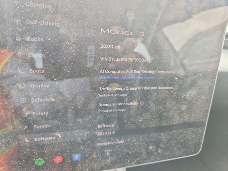 Aukcja sprzedaży 2024 Tesla Model 3, vin: 5YJ3E1EA2RF873334, numer aukcji: 85992335