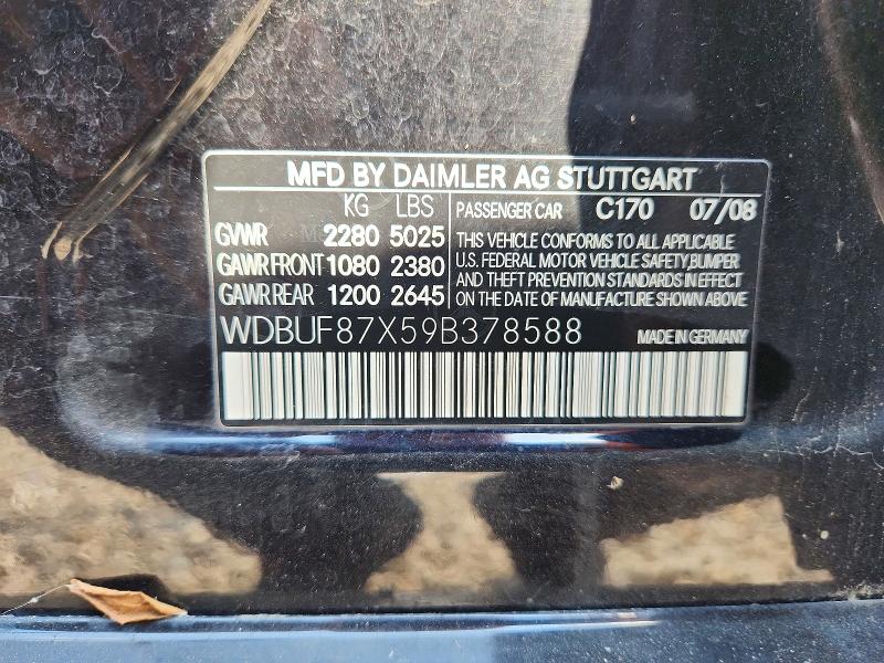 2009 Mercedes-benz E მანქანა იყიდება აუქციონზე, vin: WDBUF87X59B378588, აუქციონის ნომერი: 61420396