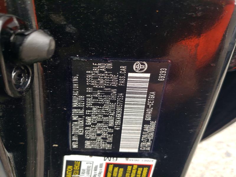 2009 Toyota Camry მანქანა იყიდება აუქციონზე, vin: 4T1BK46K99U577534, აუქციონის ნომერი: 85616545