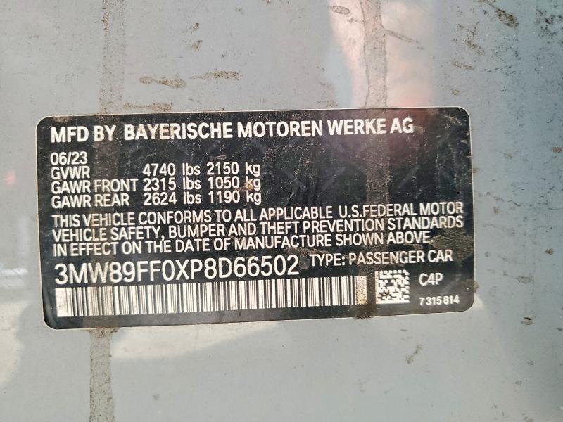 2023 Bmw 330xi მანქანა იყიდება აუქციონზე, vin: 3MW89FF0XP8D66502, აუქციონის ნომერი: 59158036