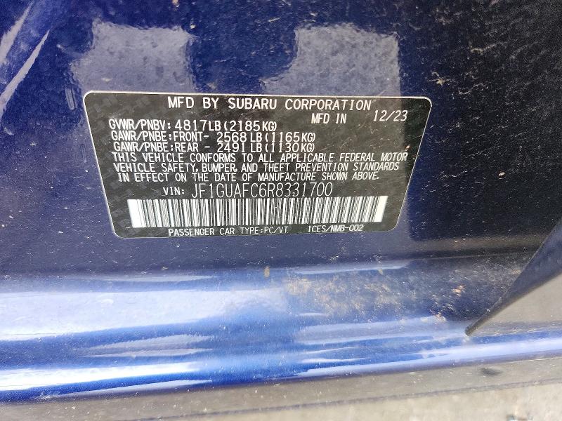2024 Subaru Impreza მანქანა იყიდება აუქციონზე, vin: JF1GUAFC6R8331700, აუქციონის ნომერი: 62399956