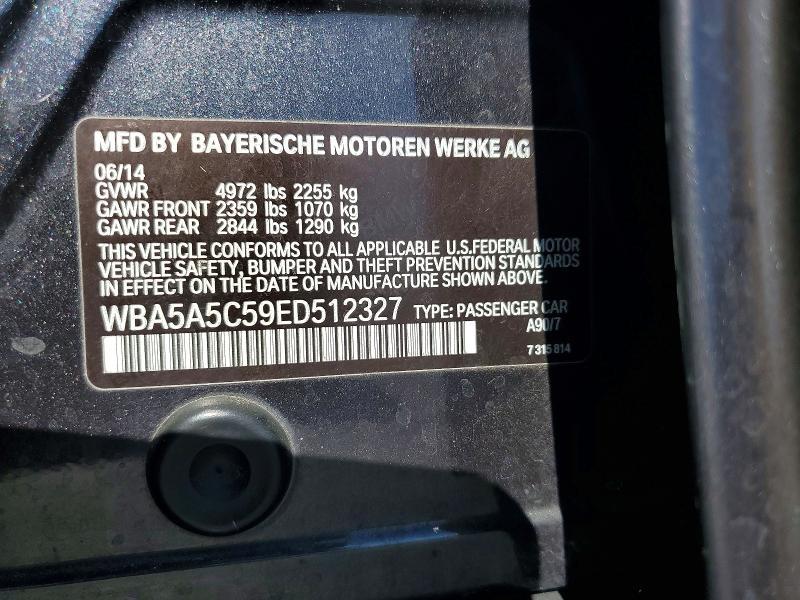 2014 Bmw 528 მანქანა იყიდება აუქციონზე, vin: WBA5A5C59ED512327, აუქციონის ნომერი: 62870536