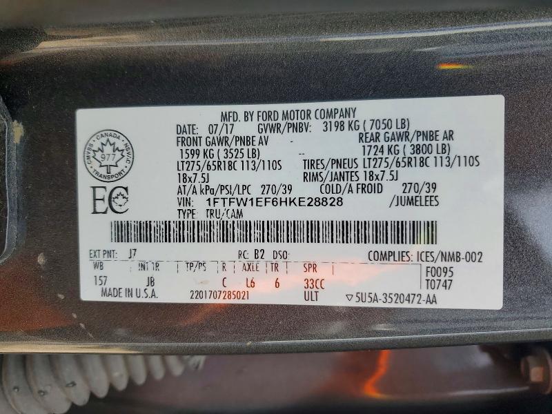 Aukcja sprzedaży 2017 Ford F150, vin: 1FTFW1EF6HKE28828, numer aukcji: 60181156