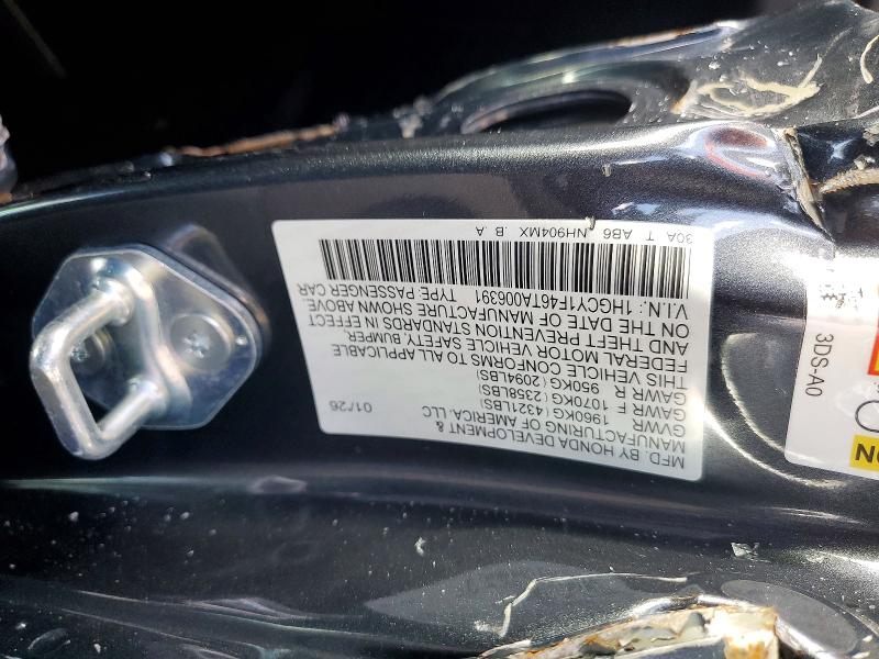 Aukcja sprzedaży 2026 Honda Accord, vin: 1HGCY1F46TA006391, numer aukcji: 85624105