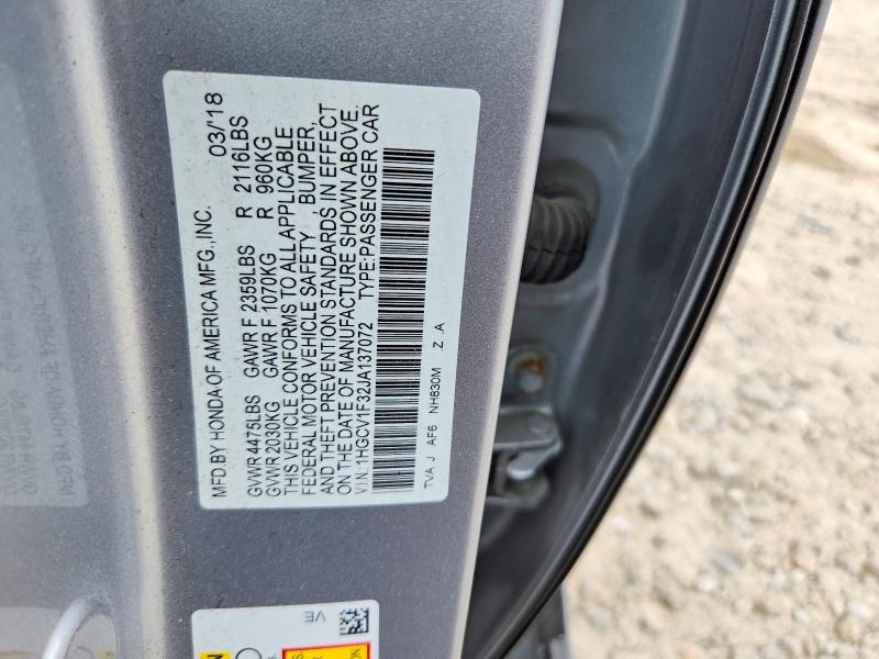 62972726 :رقم المزاد ، 1HGCV1F32JA137072 vin ، 2018 Honda Accord مزاد بيع