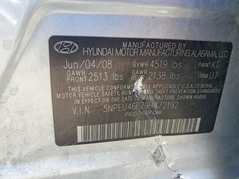 Продажа на аукционе авто 2009 Hyundai Sonata, vin: 5NPEU46F79H472192, номер лота: 62163426