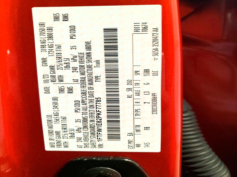 Продаж на аукціоні авто 2023 Ford F150, vin: 1FTFW1E82PKF77785, номер лоту: 62044616