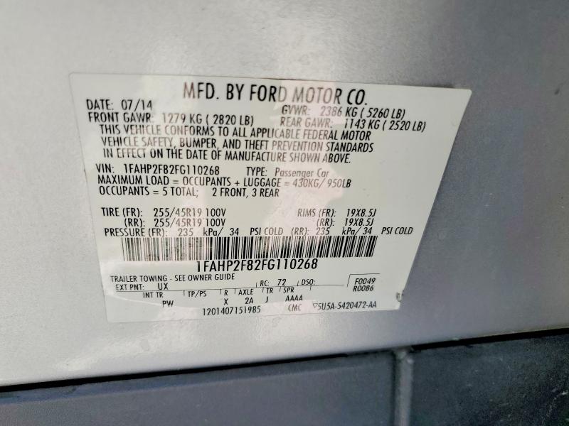 2015 Ford Taurus მანქანა იყიდება აუქციონზე, vin: 1FAHP2F82FG110268, აუქციონის ნომერი: 60213446