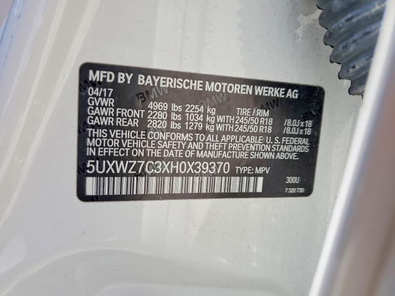 Продажа на аукционе авто 2017 Bmw X3, vin: 5UXWZ7C3XH0X39370, номер лота: 60884126
