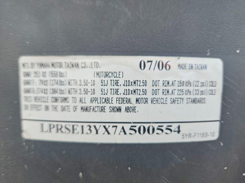 Aukcja sprzedaży 2007 Yamaha Yj125, vin: LPRSE13YX7A500554, numer aukcji: 60659456