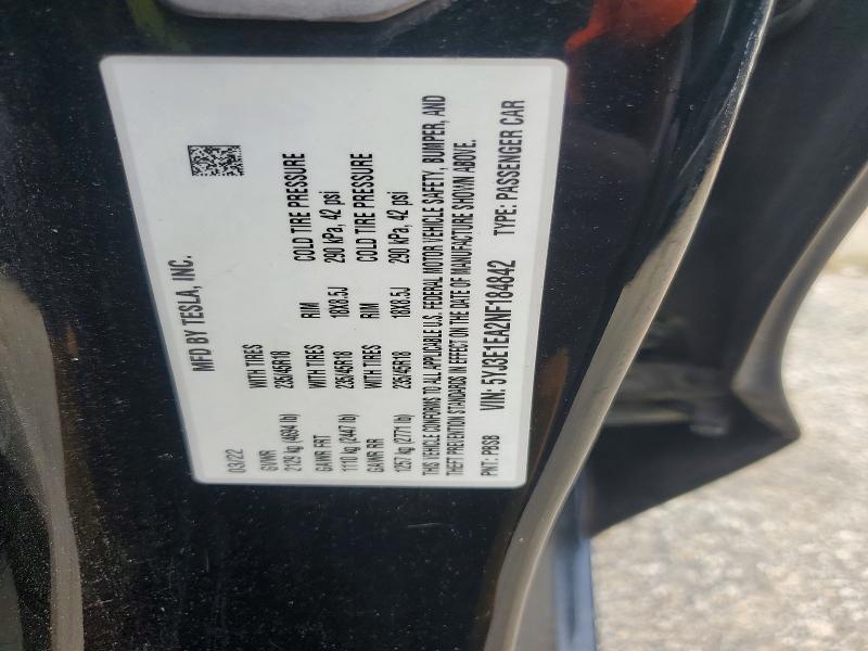 Продаж на аукціоні авто 2022 Tesla Model 3, vin: 5YJ3E1EA2NF184842, номер лоту: 62536006