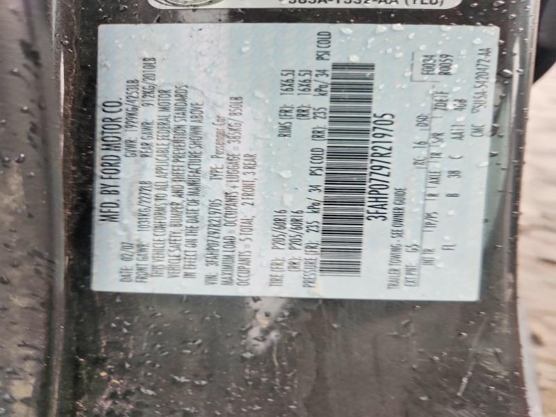 2007 Ford Fusion მანქანა იყიდება აუქციონზე, vin: 3FAHP07Z97R219705, აუქციონის ნომერი: 60966456