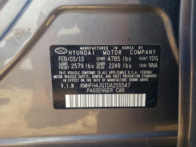 60644756 :رقم المزاد ، KMHFH4JG1DA255547 vin ، 2013 Hyundai Azera مزاد بيع
