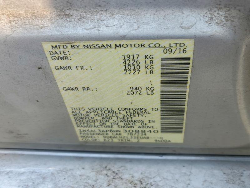 61819936 :رقم المزاد ، 1N4AL3AP8HN308840 vin ، 2017 Nissan Altima مزاد بيع