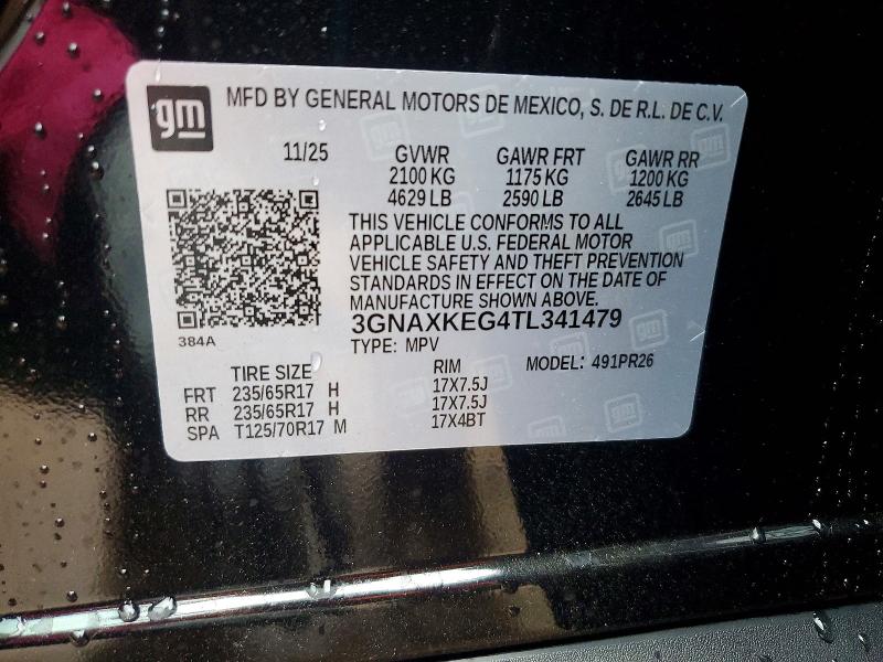 2026 Chevrolet Equinox მანქანა იყიდება აუქციონზე, vin: 3GNAXKEG4TL341479, აუქციონის ნომერი: 60584596