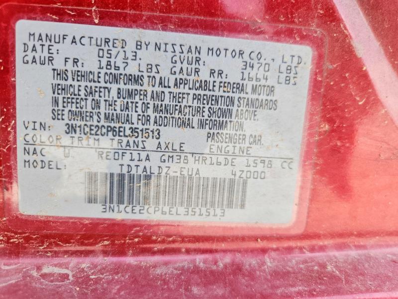 61975086 :رقم المزاد ، 3N1CE2CP6EL351513 vin ، 2014 Nissan Versa Note مزاد بيع