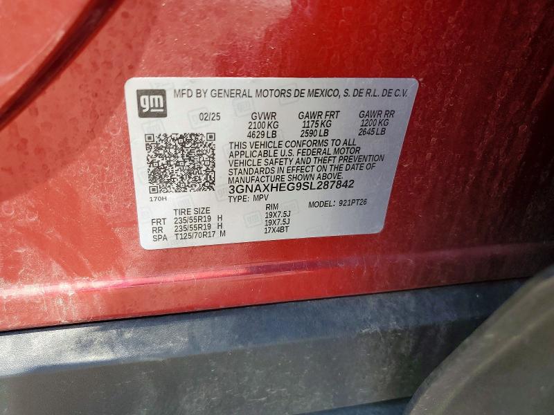 Продаж на аукціоні авто 2025 Chevrolet Equinox, vin: 3GNAXHEG9SL287842, номер лоту: 59646176