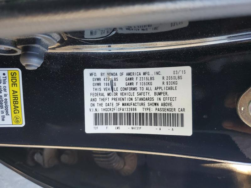 61321466 :رقم المزاد ، 1HGCR2F50FA132696 vin ، 2015 Honda Accord مزاد بيع