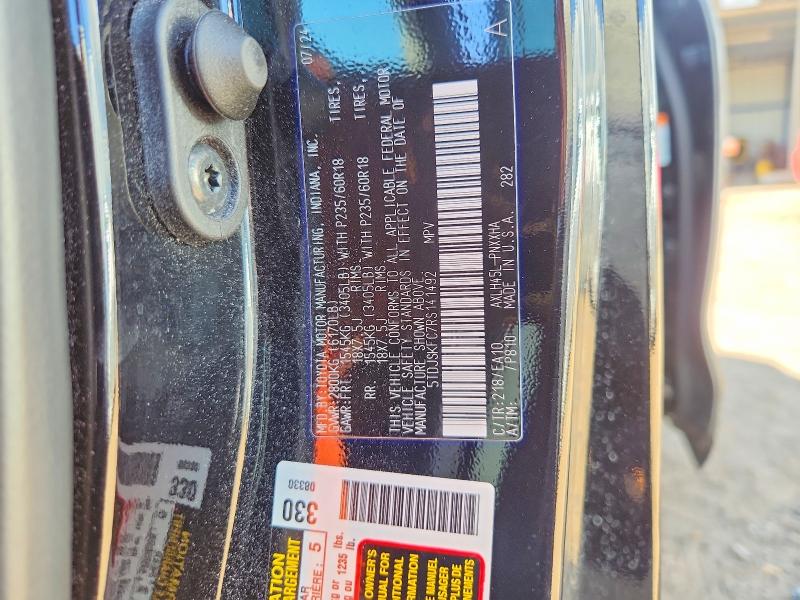 61640616 :رقم المزاد ، 5TDJSKFC7RS141492 vin ، 2024 Toyota Sienna مزاد بيع