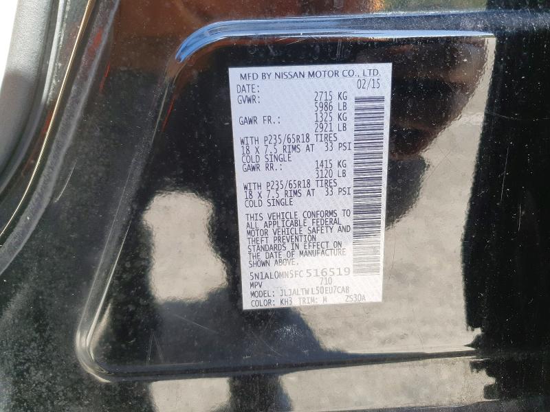61557016 :رقم المزاد ، 5N1AL0MN5FC516519 vin ، 2015 Infiniti Qx60 مزاد بيع
