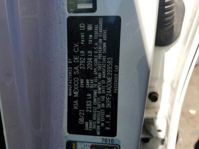Продаж на аукціоні авто 2021 Kia Forte, vin: 3KPF24AD0ME399583, номер лоту: 59646996