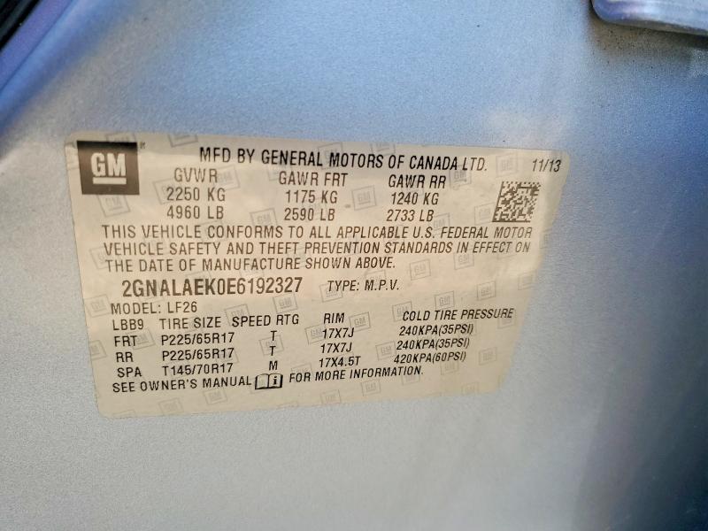 2014 Chevrolet Equinox მანქანა იყიდება აუქციონზე, vin: 2GNALAEK0E6192327, აუქციონის ნომერი: 61954946