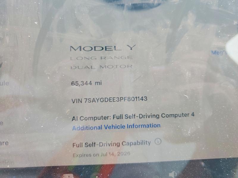 Продажа на аукционе авто 2023 Tesla Model Y, vin: 7SAYGDEE3PF801143, номер лота: 60073196