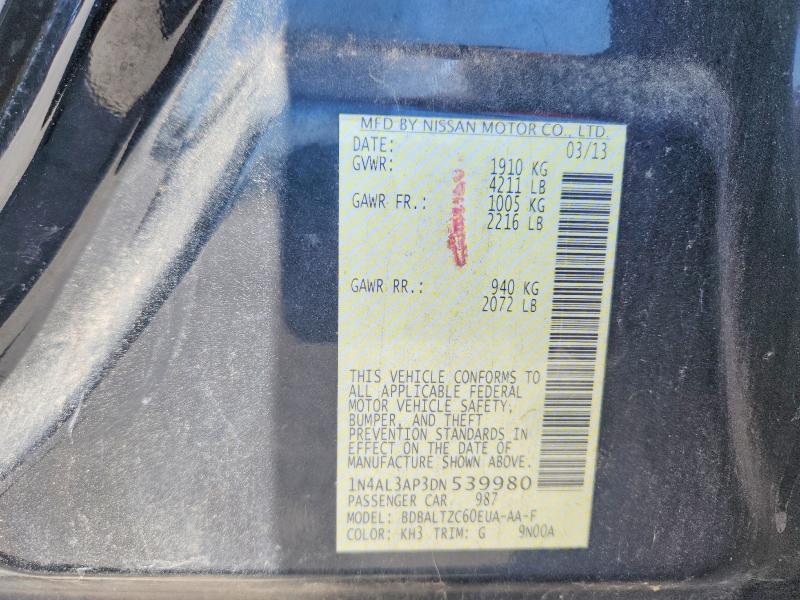 2013 Nissan Altima მანქანა იყიდება აუქციონზე, vin: 1N4AL3AP3DN539980, აუქციონის ნომერი: 62695706