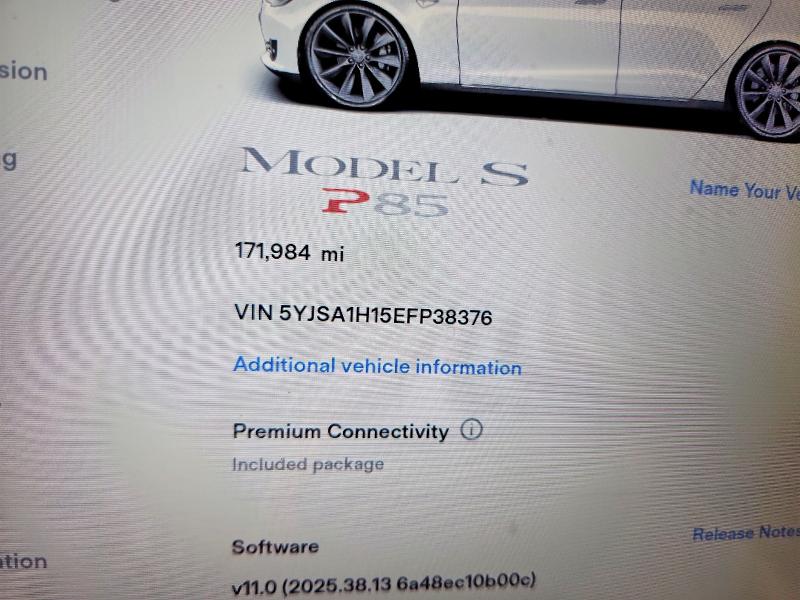 62457556 :رقم المزاد ، 5YJSA1H15EFP38376 vin ، 2014 Tesla Model S مزاد بيع