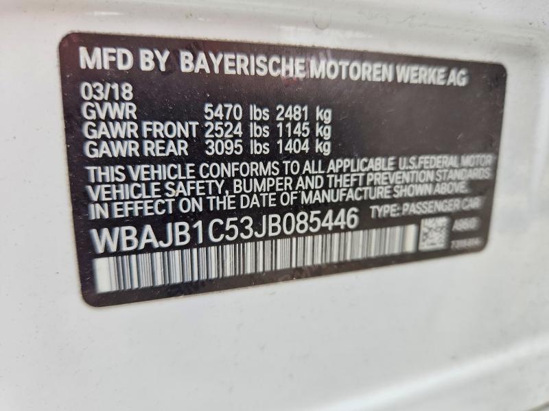 Продаж на аукціоні авто 2018 Bmw 530xe, vin: WBAJB1C53JB085446, номер лоту: 59405766