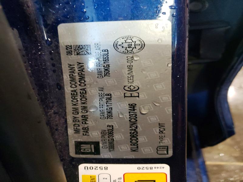 2022 Chevrolet Spark მანქანა იყიდება აუქციონზე, vin: KL8CD6SA2NC037446, აუქციონის ნომერი: 62228586