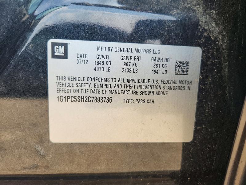 Продажа на аукционе авто 2012 Chevrolet Cruze, vin: 1G1PC5SH2C7393736, номер лота: 59625486