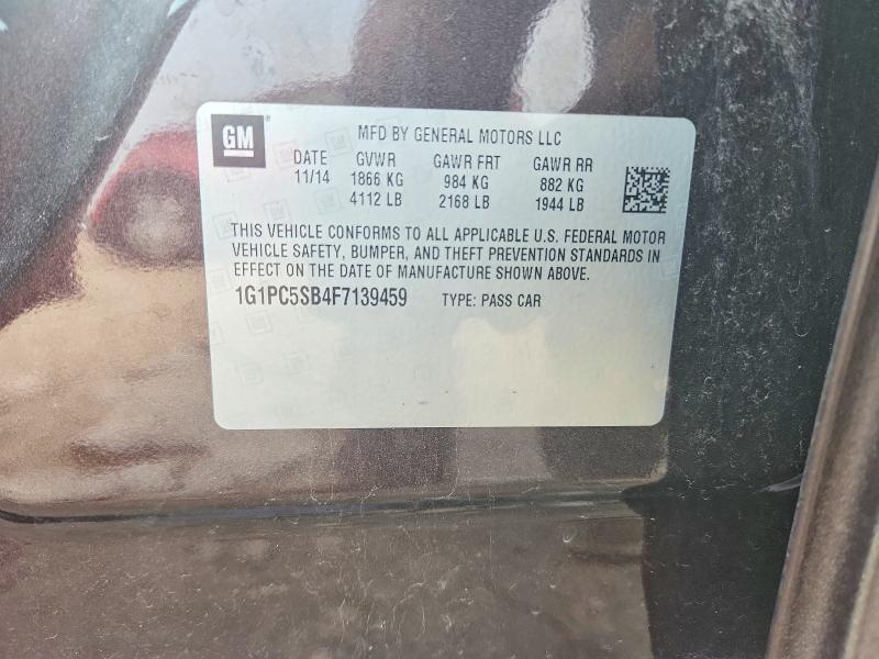 61059766 :رقم المزاد ، 1G1PC5SB4F7139459 vin ، 2015 Chevrolet Cruze مزاد بيع