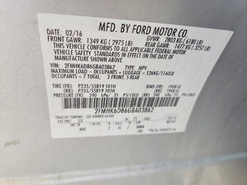 Продажа на аукционе авто 2016 Ford Flex, vin: 2FMHK6D86GBA03862, номер лота: 60025036