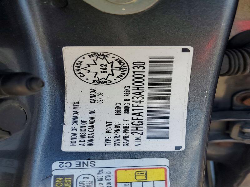Продаж на аукціоні авто 2010 Honda Civic, vin: 2HGFA1F43AH000130, номер лоту: 85633545