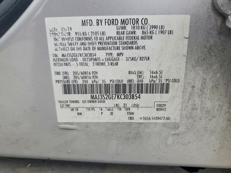 Aukcja sprzedaży 2019 Ford Ecosport, vin: MAJ3S2GE7KC303854, numer aukcji: 62415476