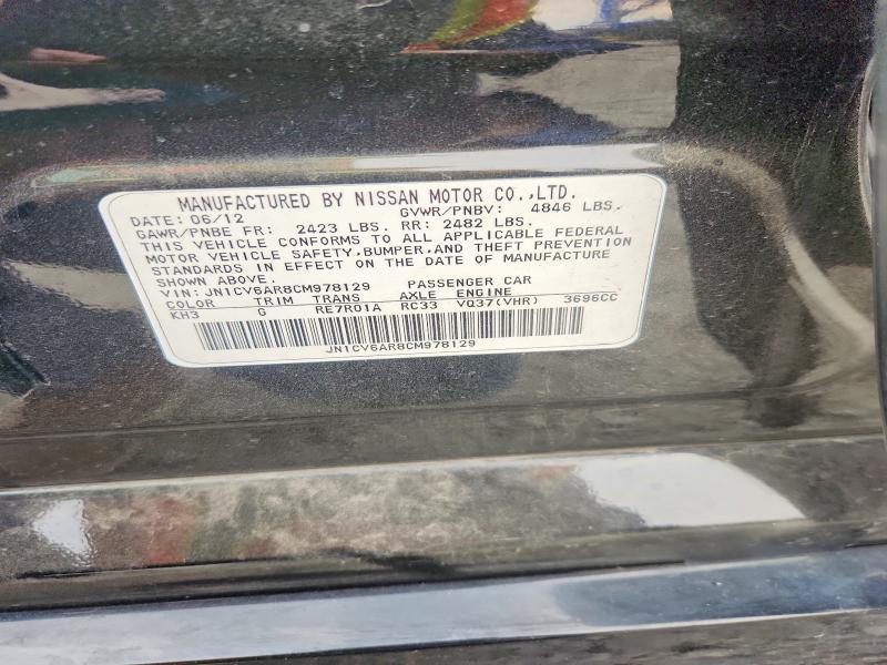 Продаж на аукціоні авто 2012 Infiniti G37 Sedan, vin: JN1CV6AR8CM978129, номер лоту: 60330316