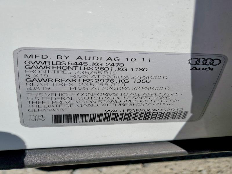 Aukcja sprzedaży 2012 Audi Q5, vin: WA1LFAFP6CA052912, numer aukcji: 62675096