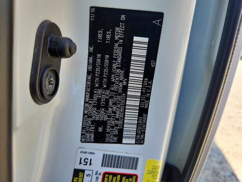 2017 Toyota Sienna მანქანა იყიდება აუქციონზე, vin: 5TDDZ3DC9HS156334, აუქციონის ნომერი: 59986716