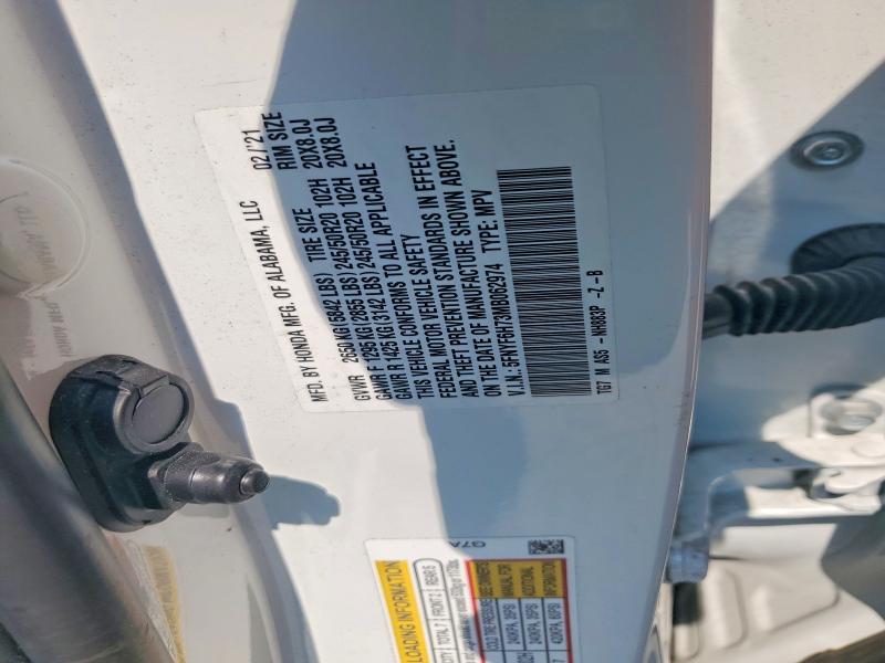 Продажа на аукционе авто 2021 Honda Pilot, vin: 5FNYF6H73MB062974, номер лота: 62885336