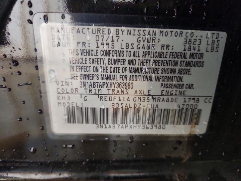 Продажа на аукционе авто 2017 Nissan Sentra, vin: 3N1AB7APXHY363980, номер лота: 60395876