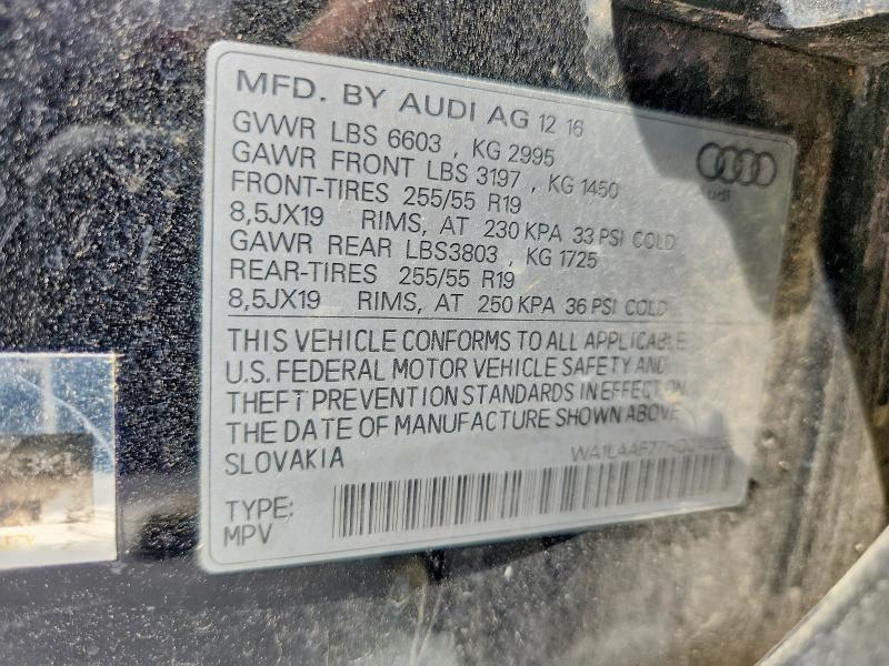 63295746 :رقم المزاد ، WA1LAAF77HD040255 vin ، 2017 Audi Q7 مزاد بيع