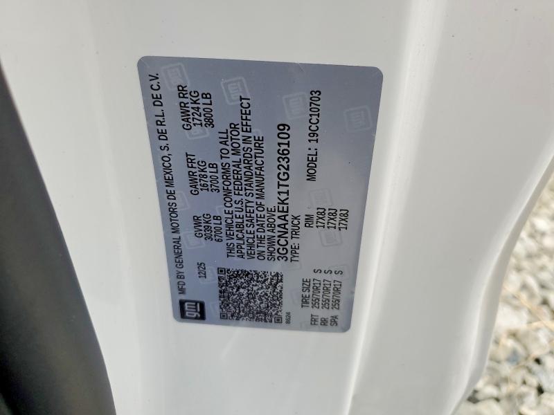 62699736 :رقم المزاد ، 3GCNAAEK1TG236109 vin ، 2026 Chevrolet Silverado مزاد بيع