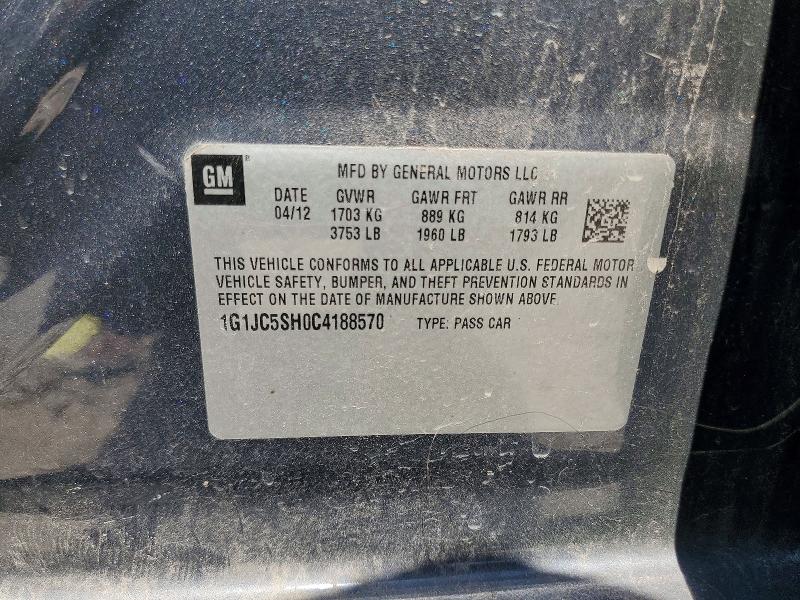 59975446 :رقم المزاد ، 1G1JC5SH0C4188570 vin ، 2012 Chevrolet Sonic مزاد بيع