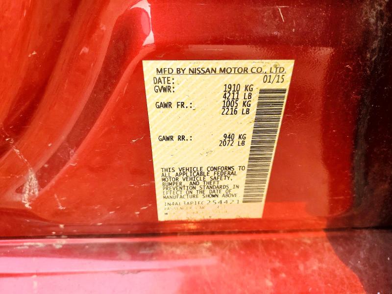 Продажа на аукционе авто 2015 Nissan Altima, vin: 1N4AL3AP1FC254421, номер лота: 60751246