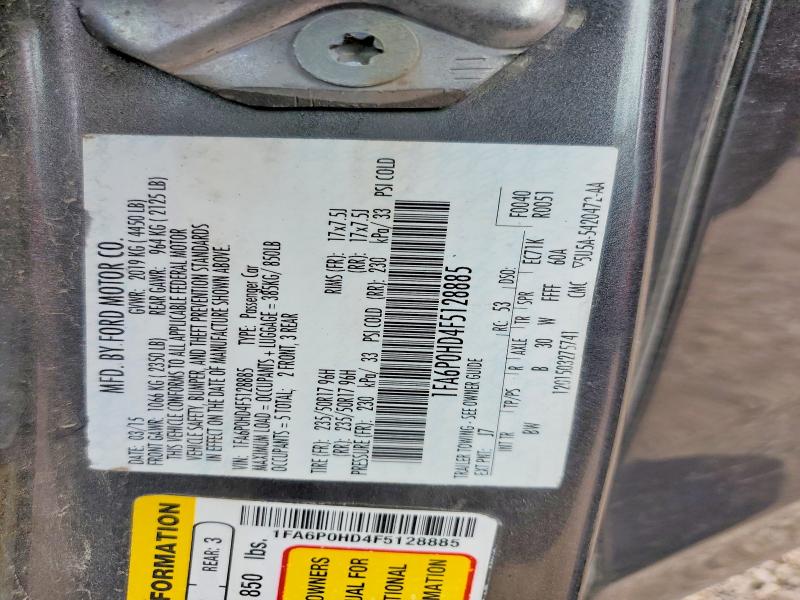 2015 Ford Fusion მანქანა იყიდება აუქციონზე, vin: 1FA6P0HD4F5128885, აუქციონის ნომერი: 62250386