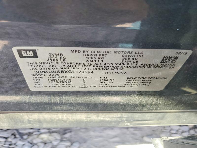 Продажа на аукционе авто 2016 Chevrolet Trax, vin: 3GNCJKSBXGL129694, номер лота: 59597786