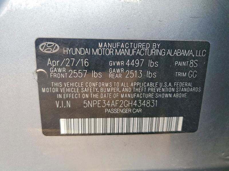 Продажа на аукционе авто 2016 Hyundai Sonata, vin: 5NPE34AF2GH434831, номер лота: 62283706